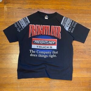 Vintage 90s Freightliner Trucks Shirt Mens XL Black Graphic Tee Made in USA
